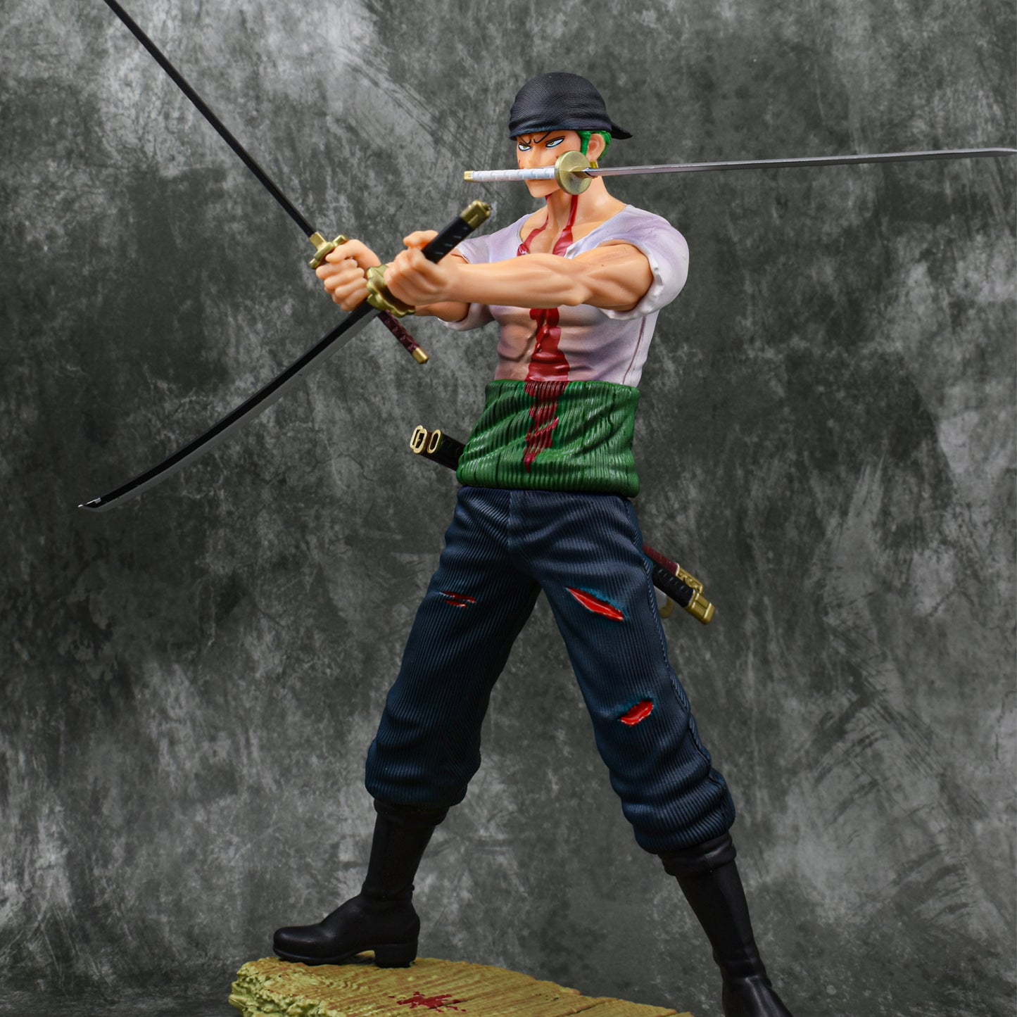 RORONOA ZORO THREE SWORD STYLE ICONIC ACTION FIGURE WIHT 2 REPLACEABLE HEADS (28 CM HEIGHT) - ONE PIECE