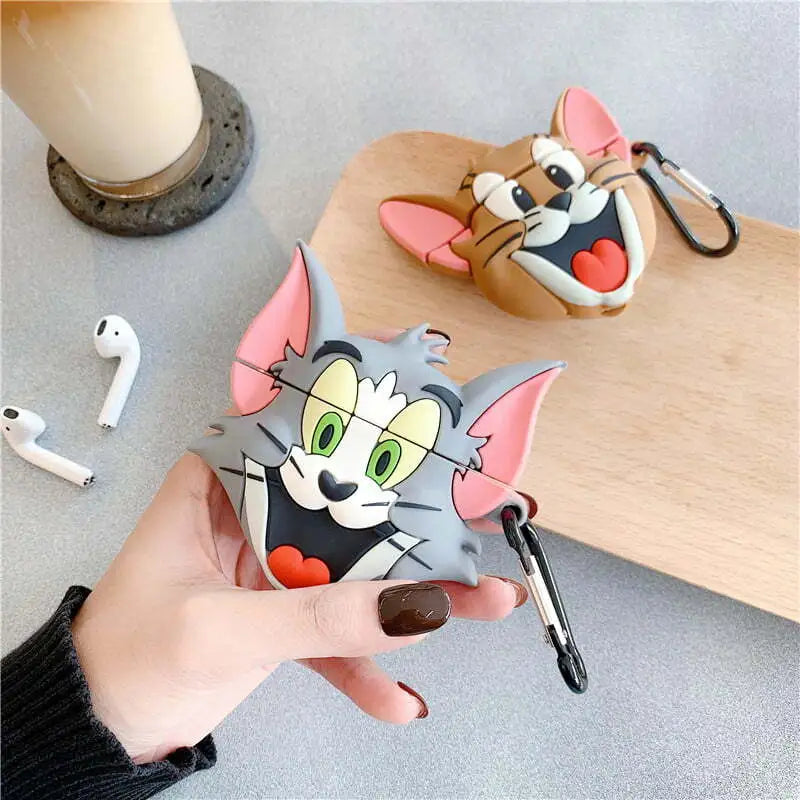 Tom Cute Iphone Airpods Cover Protection Case (Silicone)
