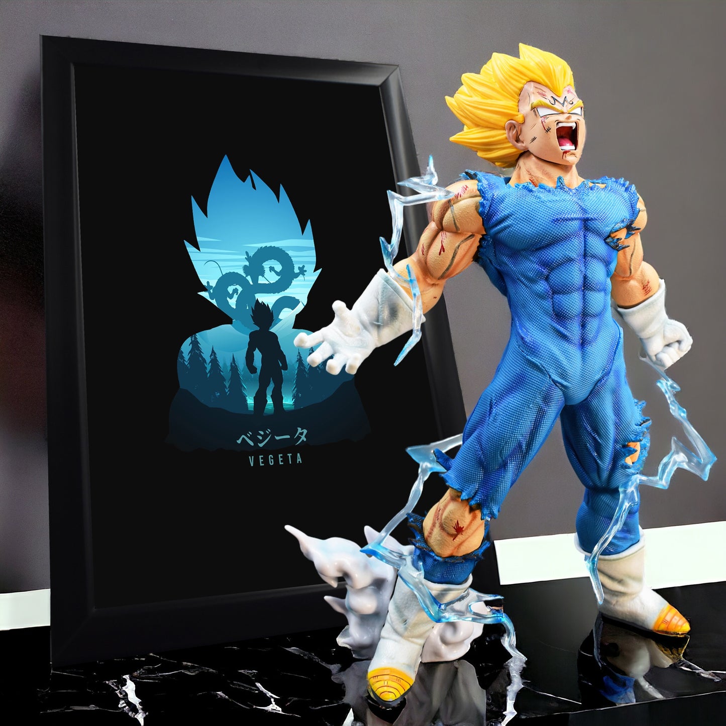 Prince Vegeta Big Bang Action Figure With A4 Size Vegeta Frame - Dragon Ball Z