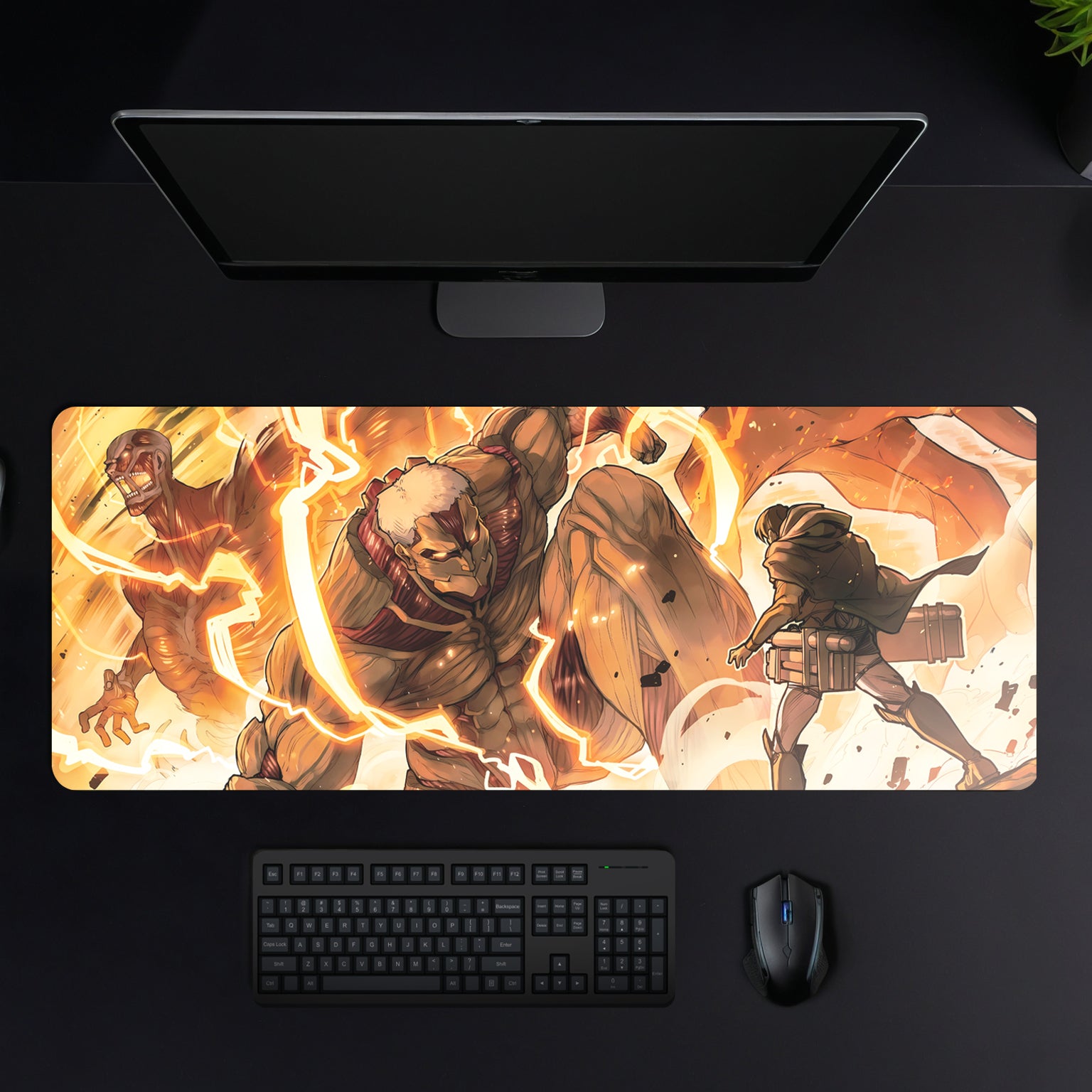 ARMORED TITAN AND COLOSSAL TITAN DESK MAT (31 X 12 INCHES) - GAMING MOUSE PAD | RUBBER BASE DESK MAT