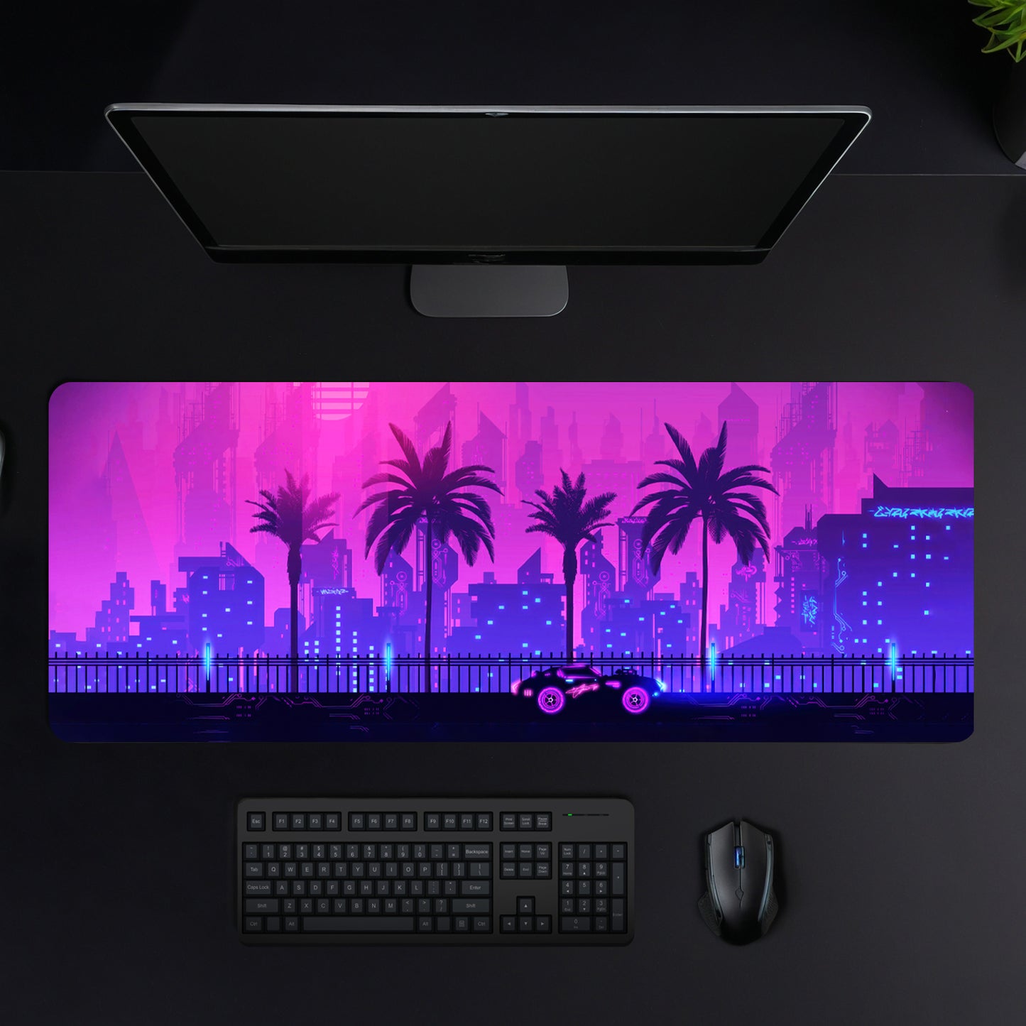 CYBERPUNK CITY MOUSE PAD (31 X 12 INCHES) - GAMING MOUSE PAD | RUBBER BASE DESK MAT