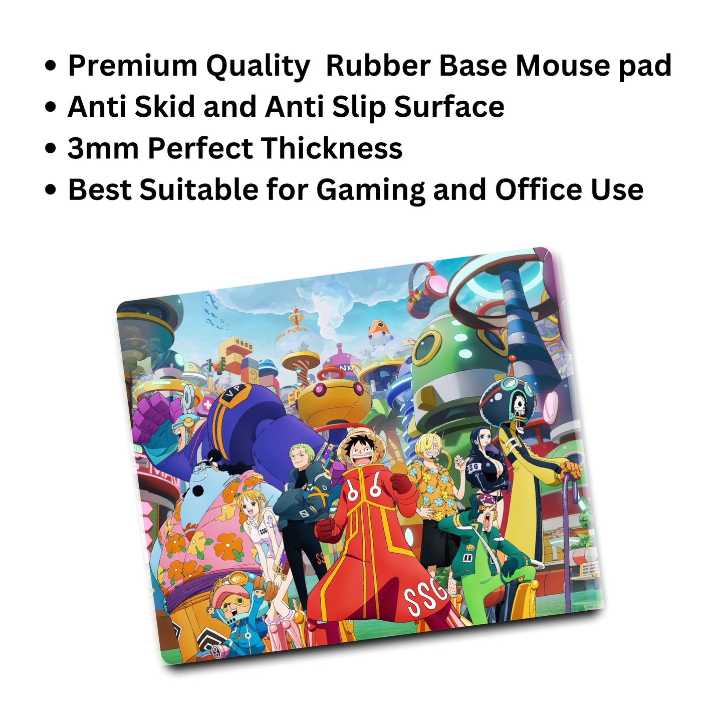 One Piece Luffy Crew Mouse Pad (9 X 7.5 Inches) - Gaming And Officie Mouse Pad