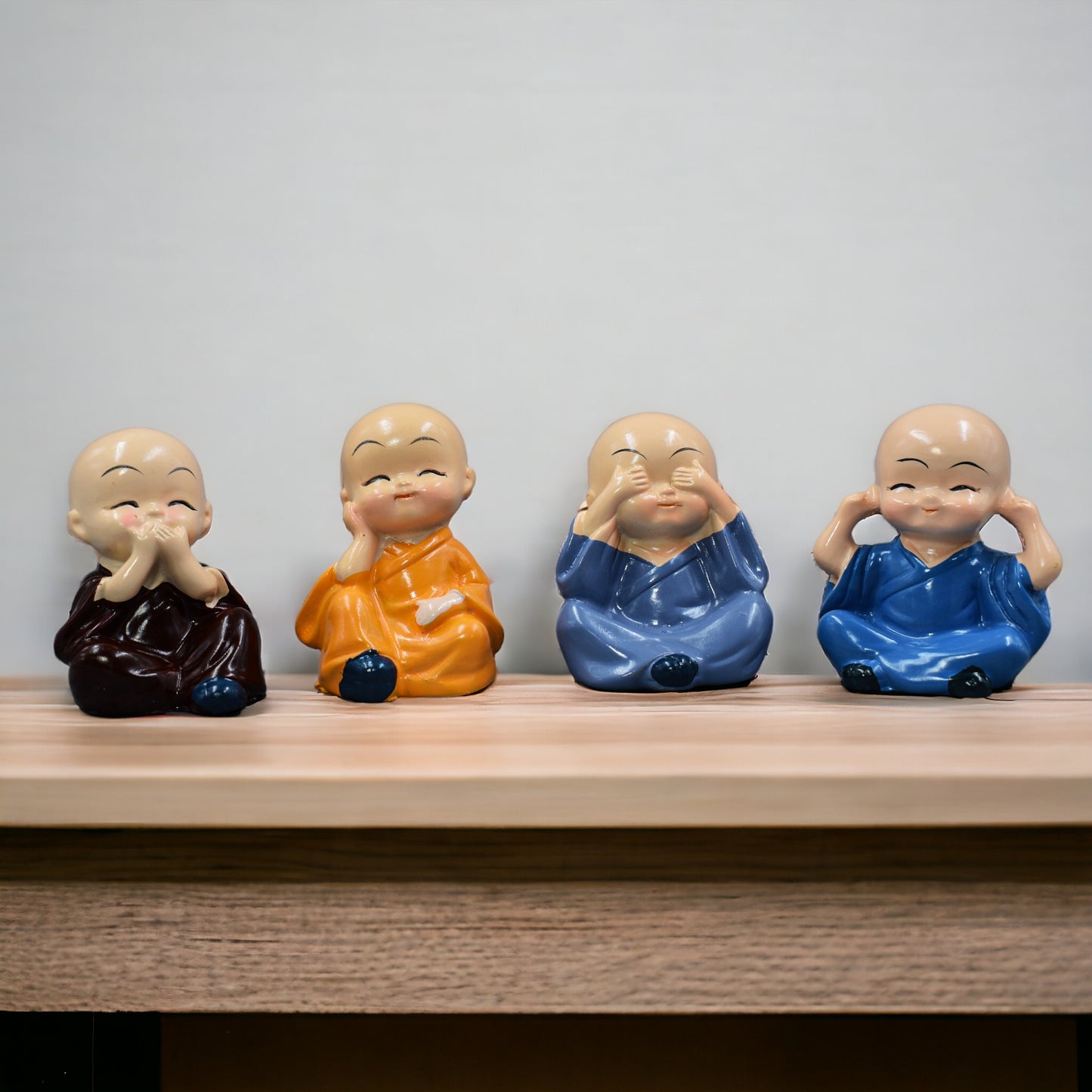 Sitting Monks Collection Pack Of 4 For Good Luck