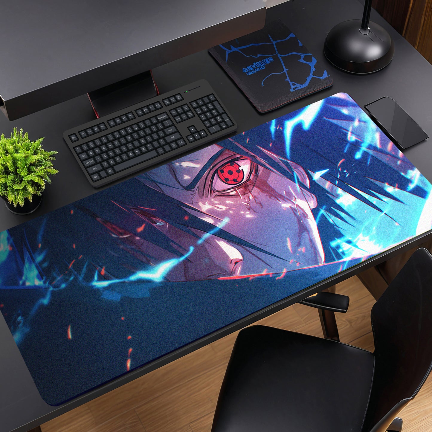 SASUKE UCHIHA SHARINGAN EYE DESK MAT (31 X 12 INCHES) - GAMING MOUSE PAD | RUBBER BASE DESK MAT