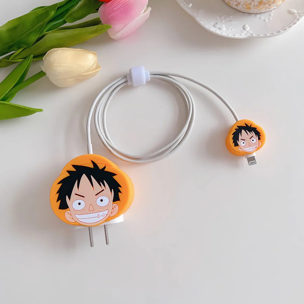 One Piece Luffy Cute Iphone Charger Cover Waterproof Protection Case (Silicone)