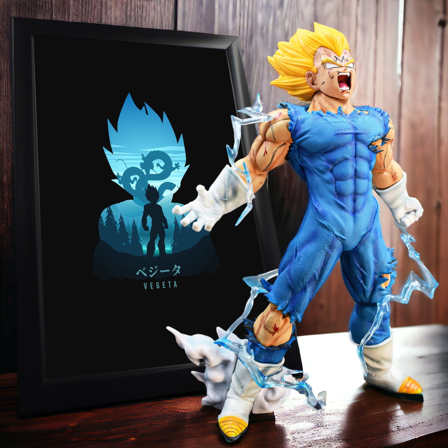 Prince Vegeta Big Bang Action Figure With A4 Size Vegeta Frame - Dragon Ball Z