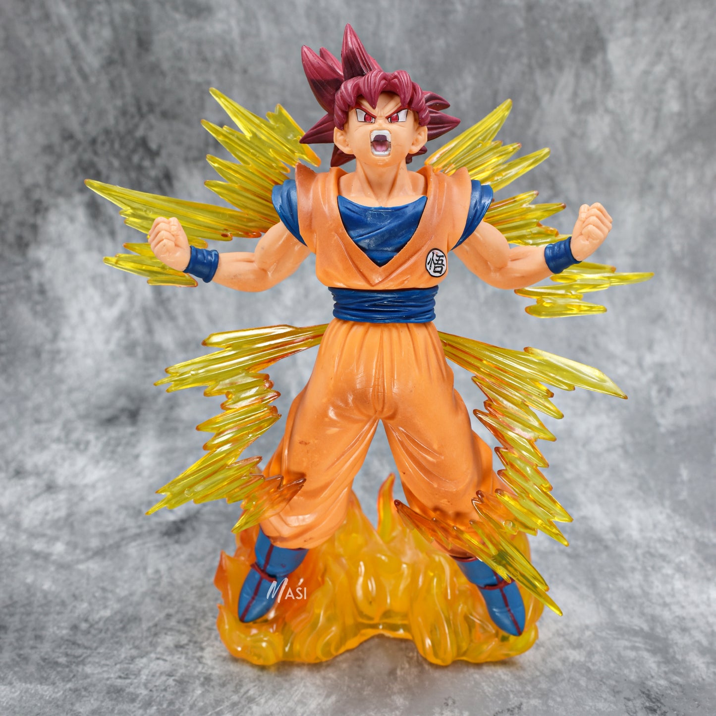 Dragon Ball Super Rose Goku Super Saiyan God Action Figure With Flame Stand - 20 Cm