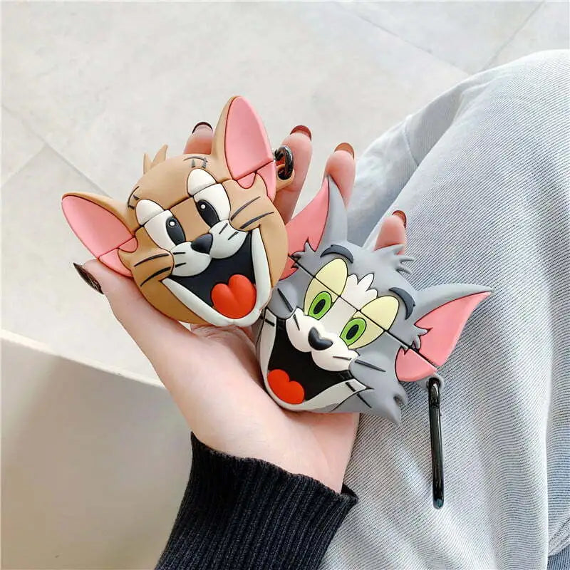 Tom Cute Iphone Airpods Cover Protection Case (Silicone)
