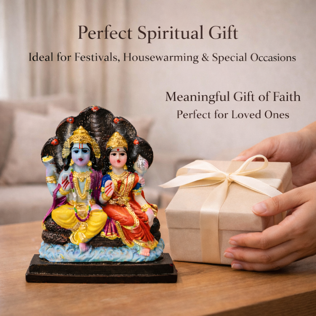 Lord Vishnu Lakshmi Idol on Sheshnaag - Premium Detailed Spiritual Murti