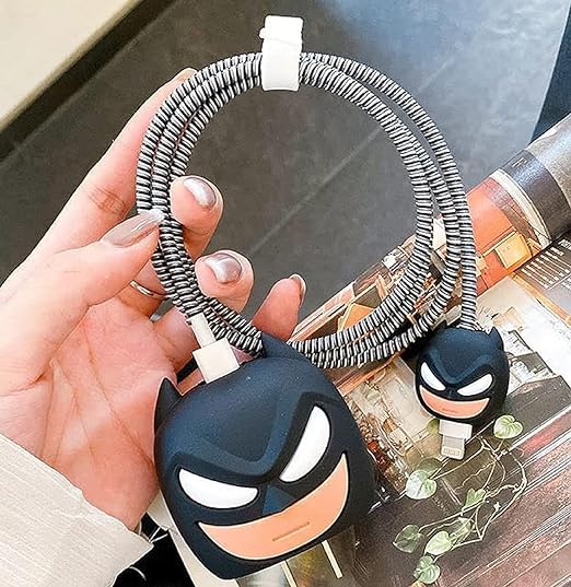 Black Batman Cute Iphone Charger Cover Protection Case (Silicone)