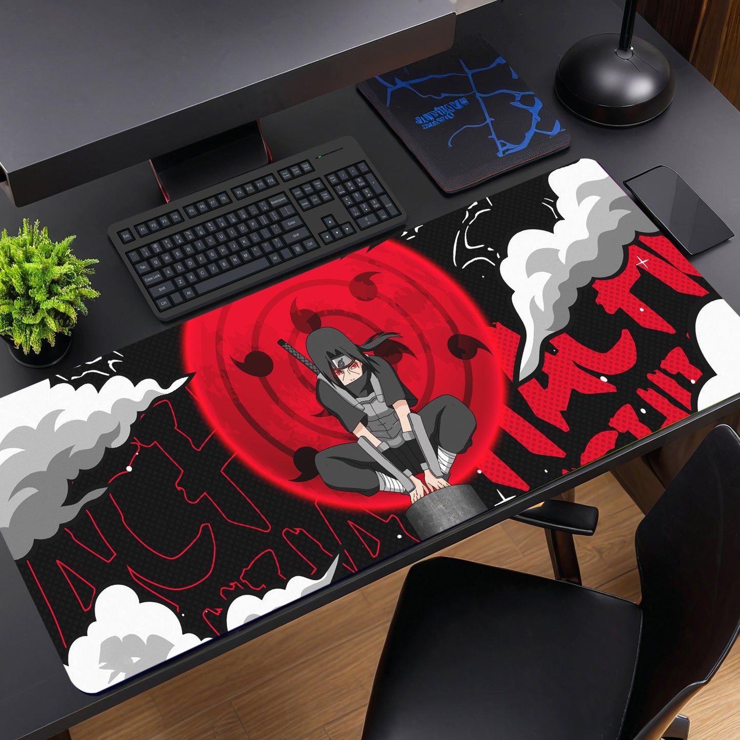 ITACHI UCHIHA PREMIUM EDITION DESK MAT (31 X 12 INCHES) - GAMING MOUSE PAD | RUBBER BASE DESK MAT