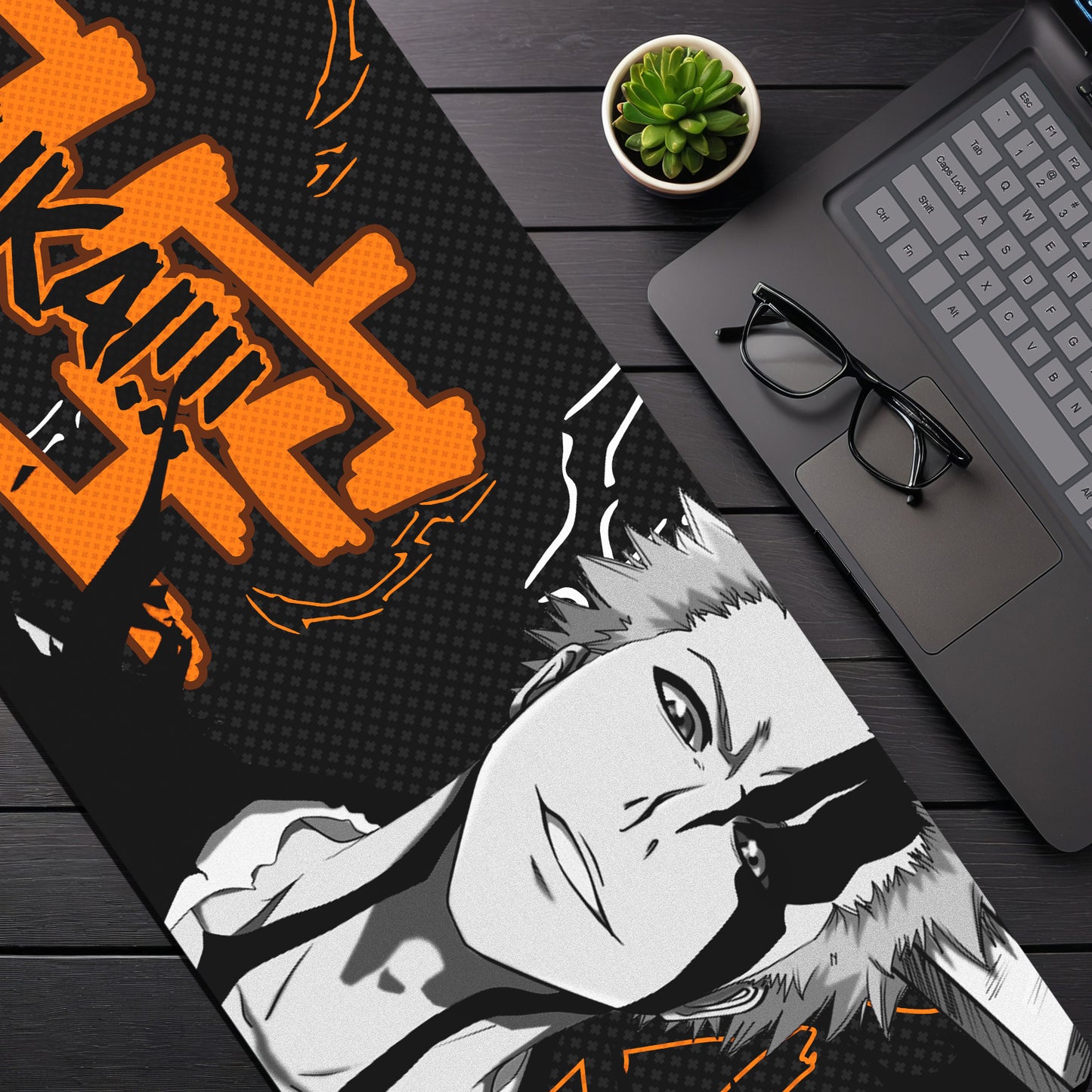(BLEACH) ICHIGO KUROSAKI PREMIUM EDITION DESK MAT (31 X 12 INCHES) - GAMING MOUSE PAD | RUBBER BASE DESK MAT