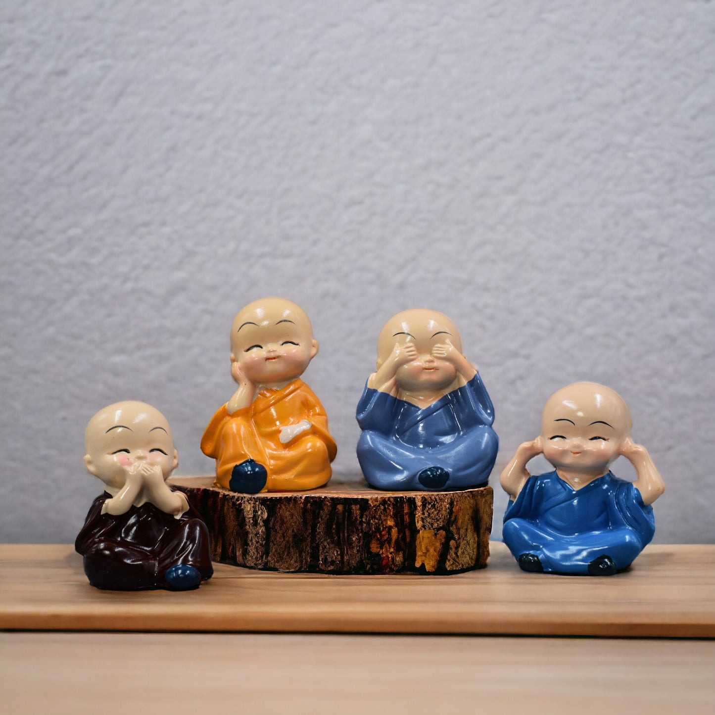 Sitting Monks Collection Pack Of 4 For Good Luck