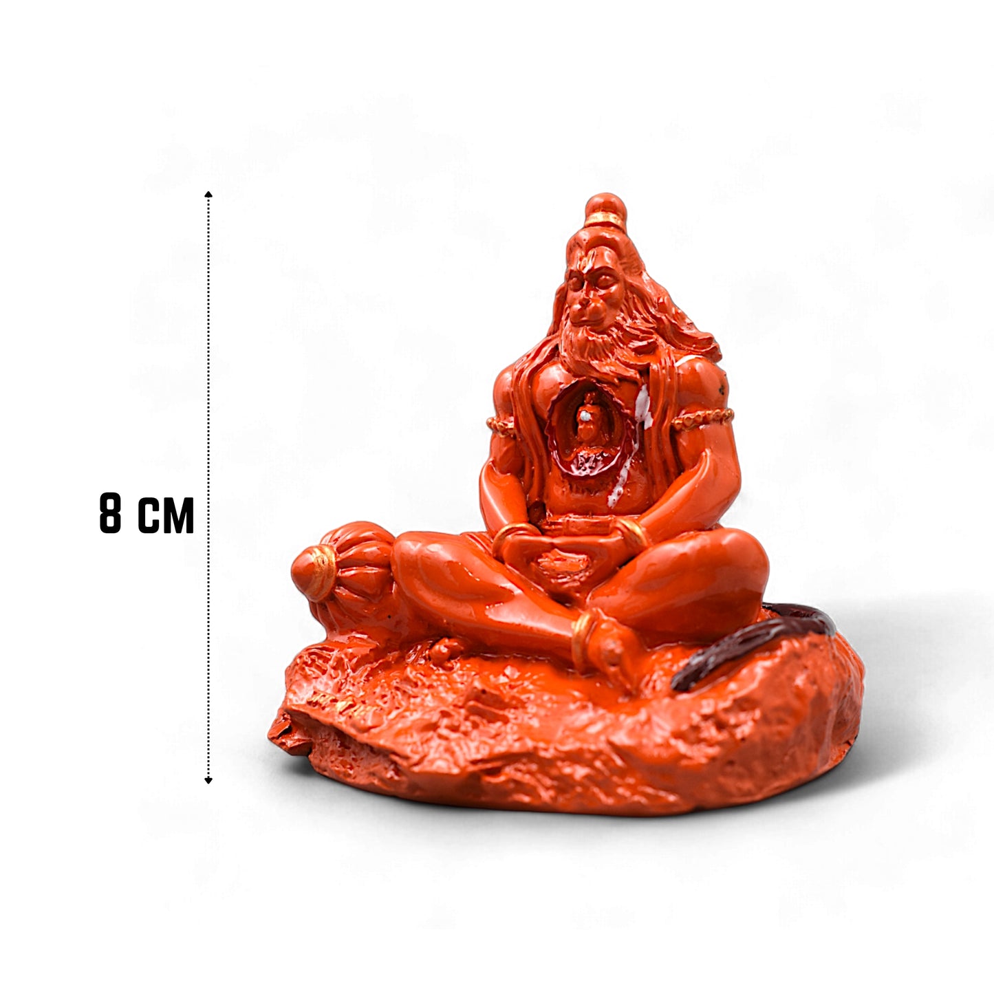 Hanuman Ji Premium Detailed Murti/statue With Sri Ram In Heart For Gift/car Dashboard/home/office Decoration (Orange)