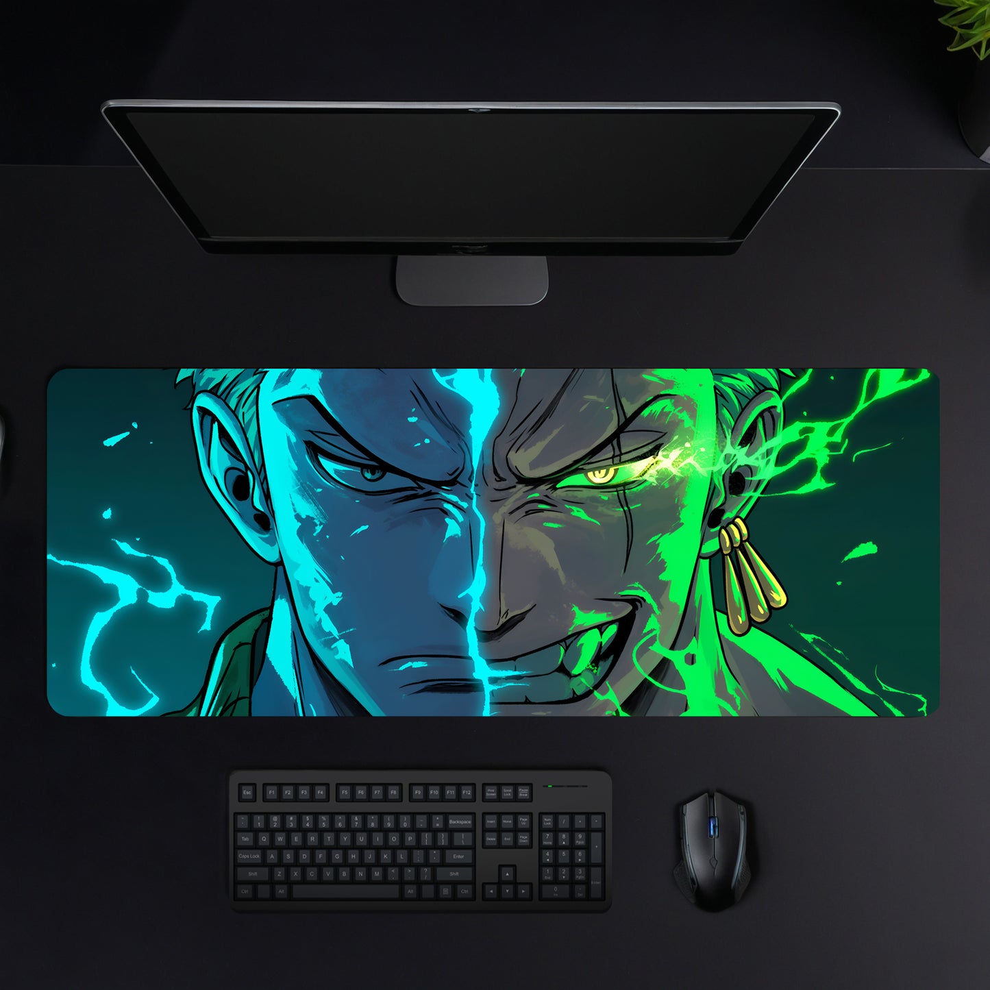 Pirate Hunter Roronoa Zoro Desk Mat (31 X 12 Inches) - Gaming Mouse Pad | Rubber Base Desk Mat