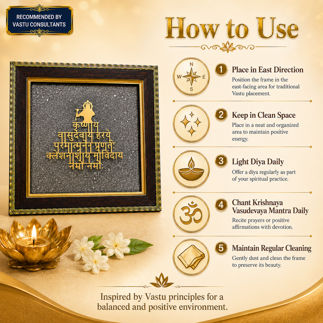 Shree Krishna Vastu Devaya Mantra Frame - Vastu & Success Decorative Frame