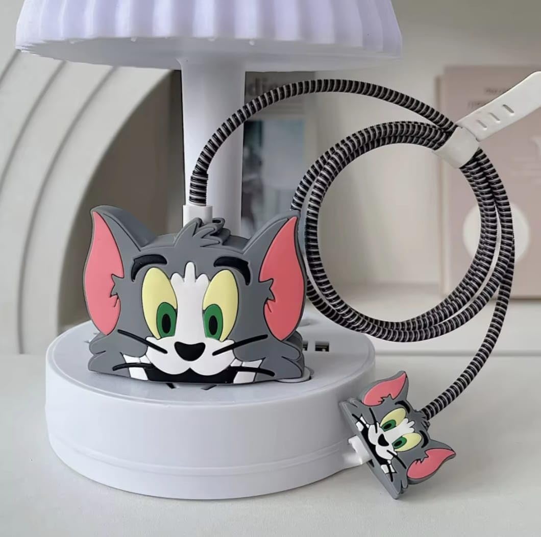 Tom Cartoon Cute Iphone Charger Cover Protection Case (Silicone)