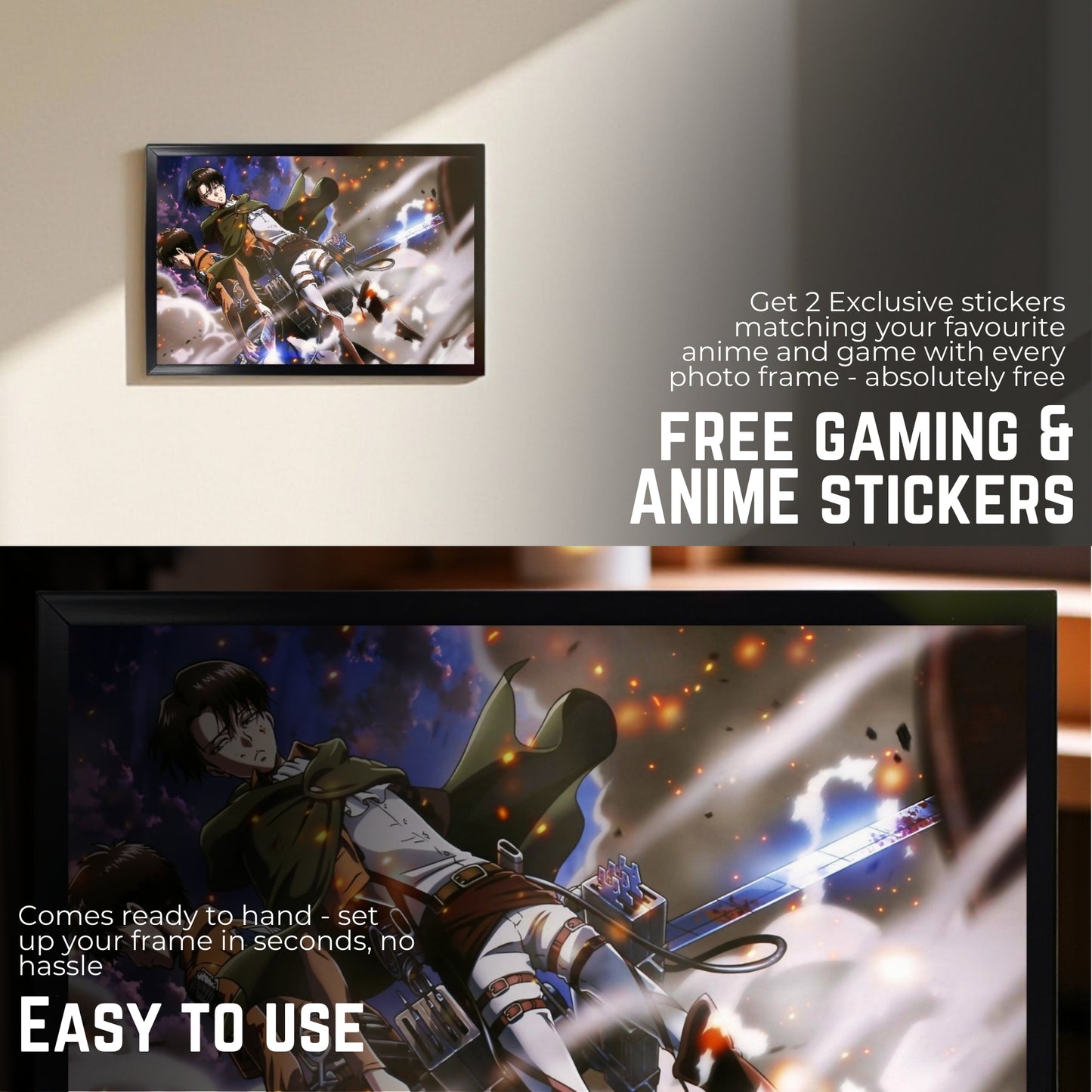EREN YEAGER AND LEVI ACKERMAN PHOTO FRAME (A4 SIZE) - ATTACK ON TITAN