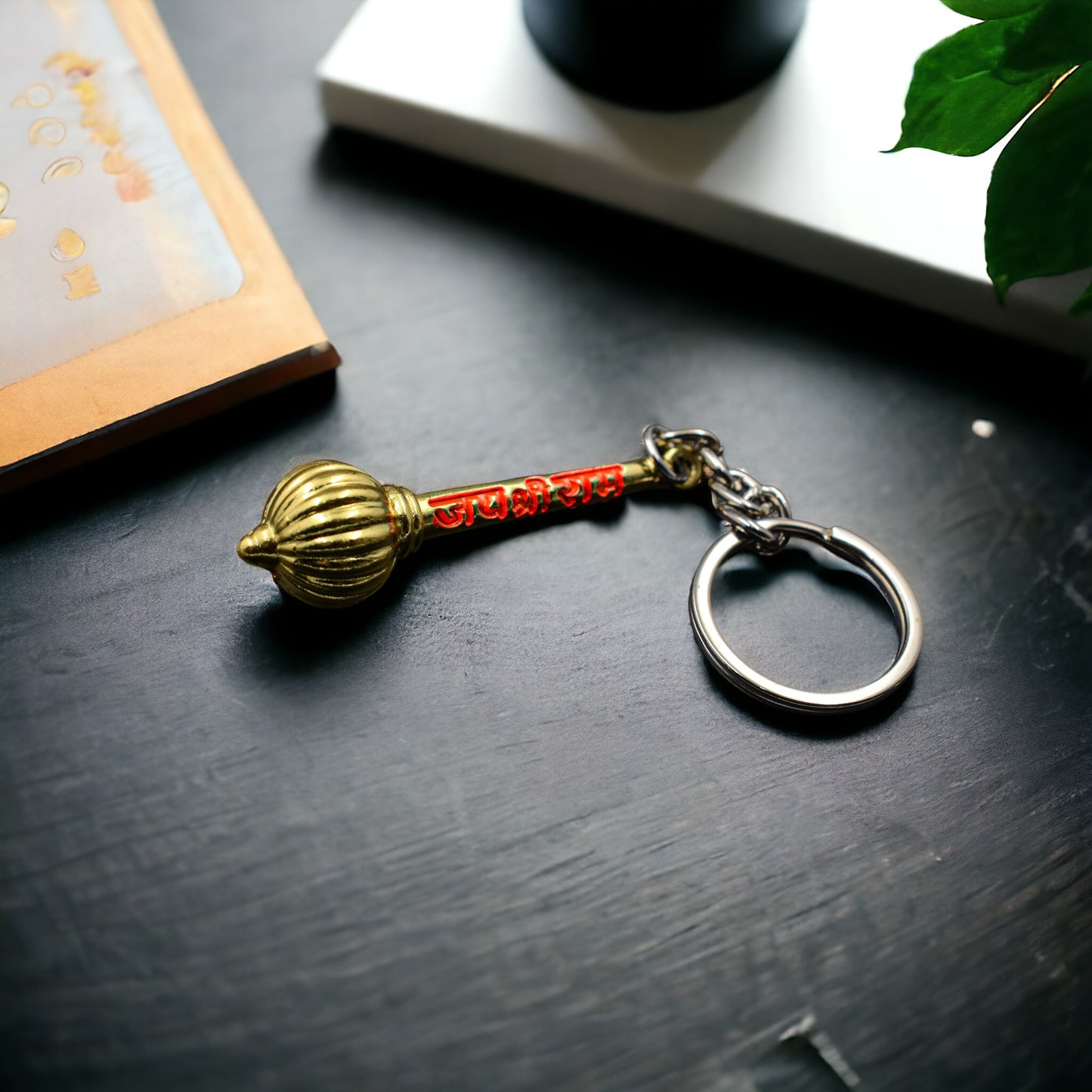 Heavy Metal Jai Shree Ram Hanuman Ji Gada Keychain | Small Hanuman Ji Metal Keychain