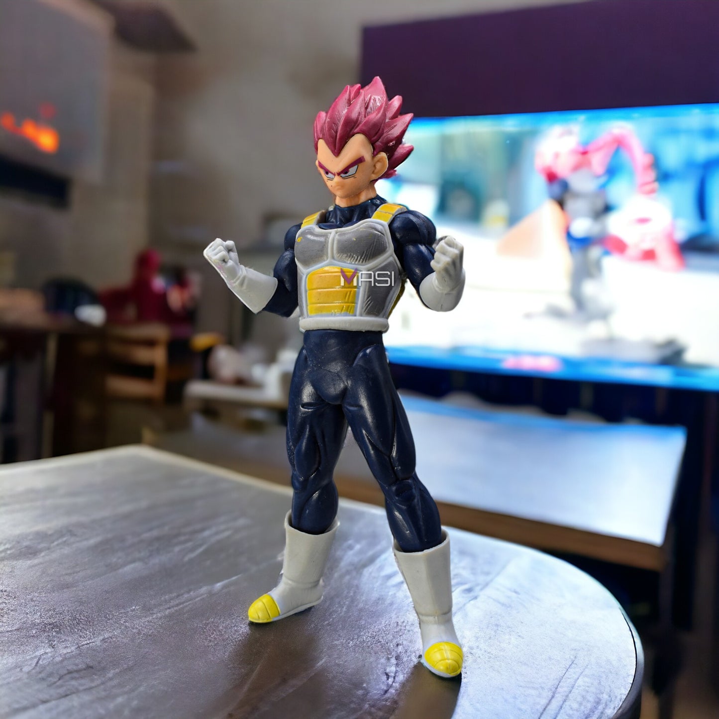 Combo Pack Prince Vegeta Action Figure With Keychain And Self Standing Vegeta Rose Figurine Collectible