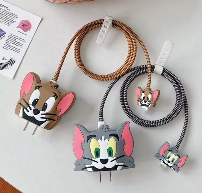 Tom Cartoon Cute Iphone Charger Cover Protection Case (Silicone)