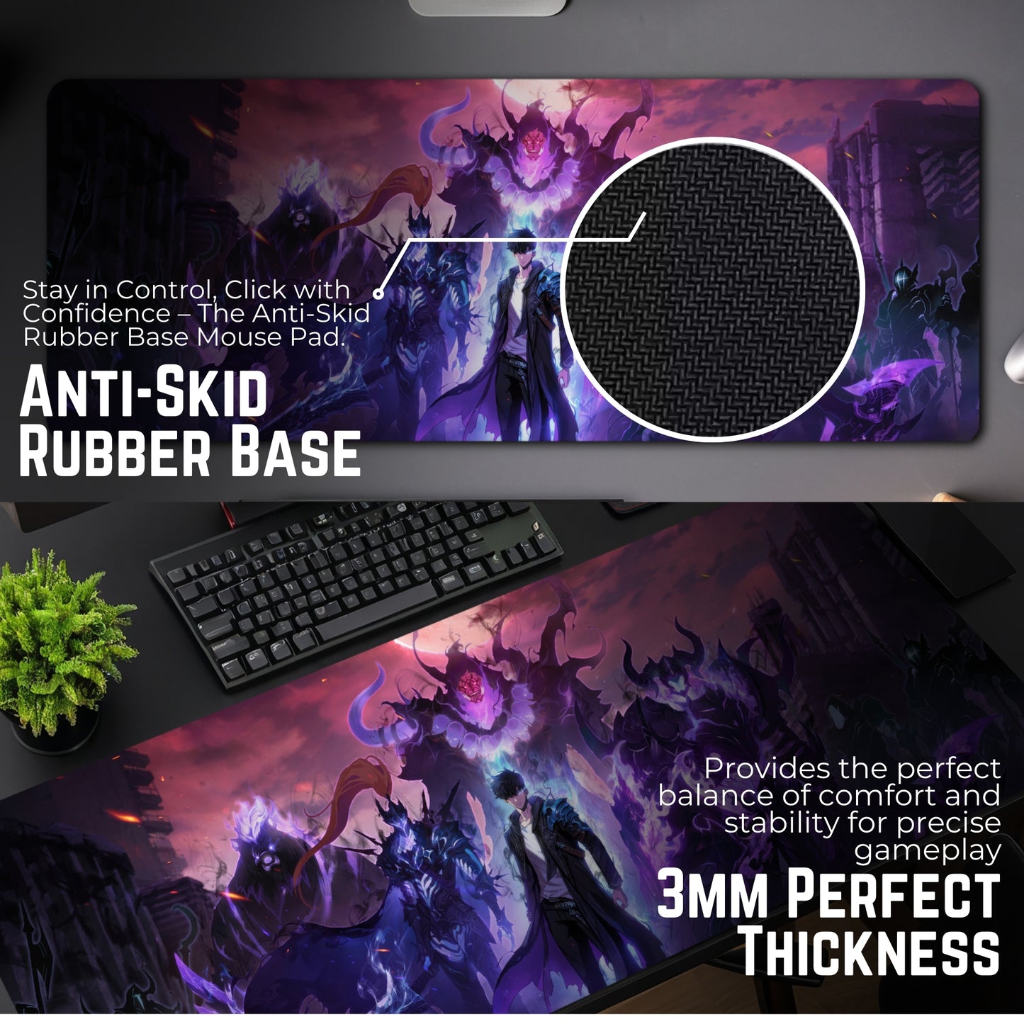 Solo Leveling Mouse Pad (31 X 12 Inches) - Gaming Mouse Pad | Rubber Base Desk Mat