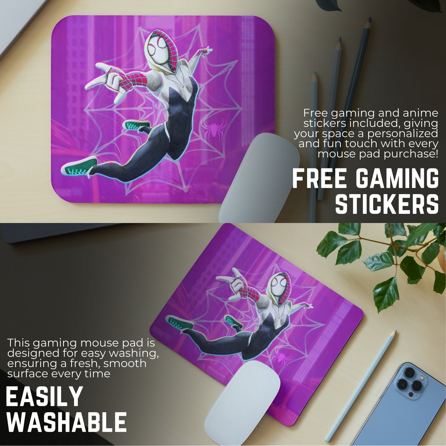 SPIDER WOMAN MOUSE PAD (9 X 7.5 INCHES) - GAMING AND OFFICE MOUSE PAD | RUBBER BASE MOUSE PAD