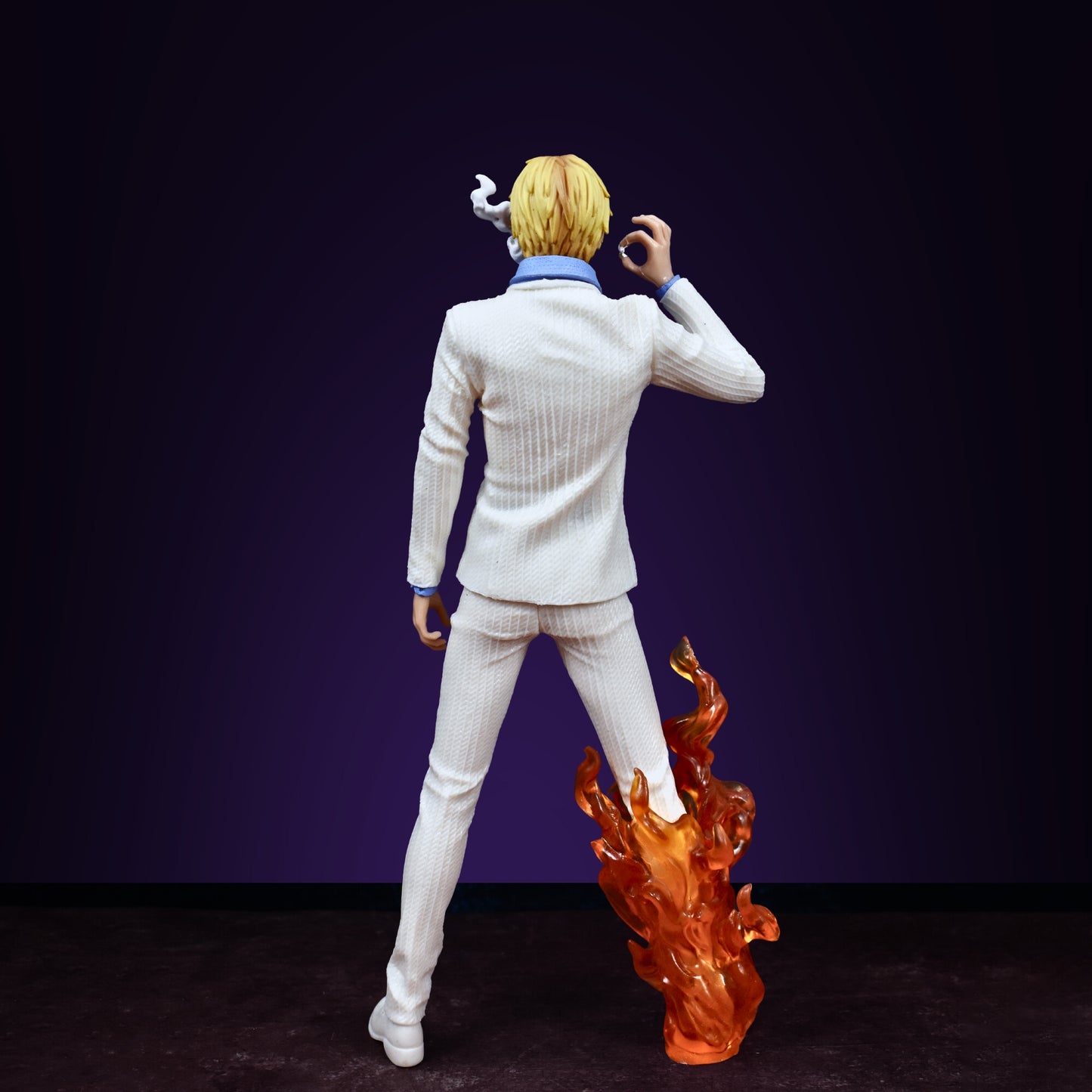 White Sanji Standing Action Figure With Fire In One Leg (32 Cm Height) - One Piece