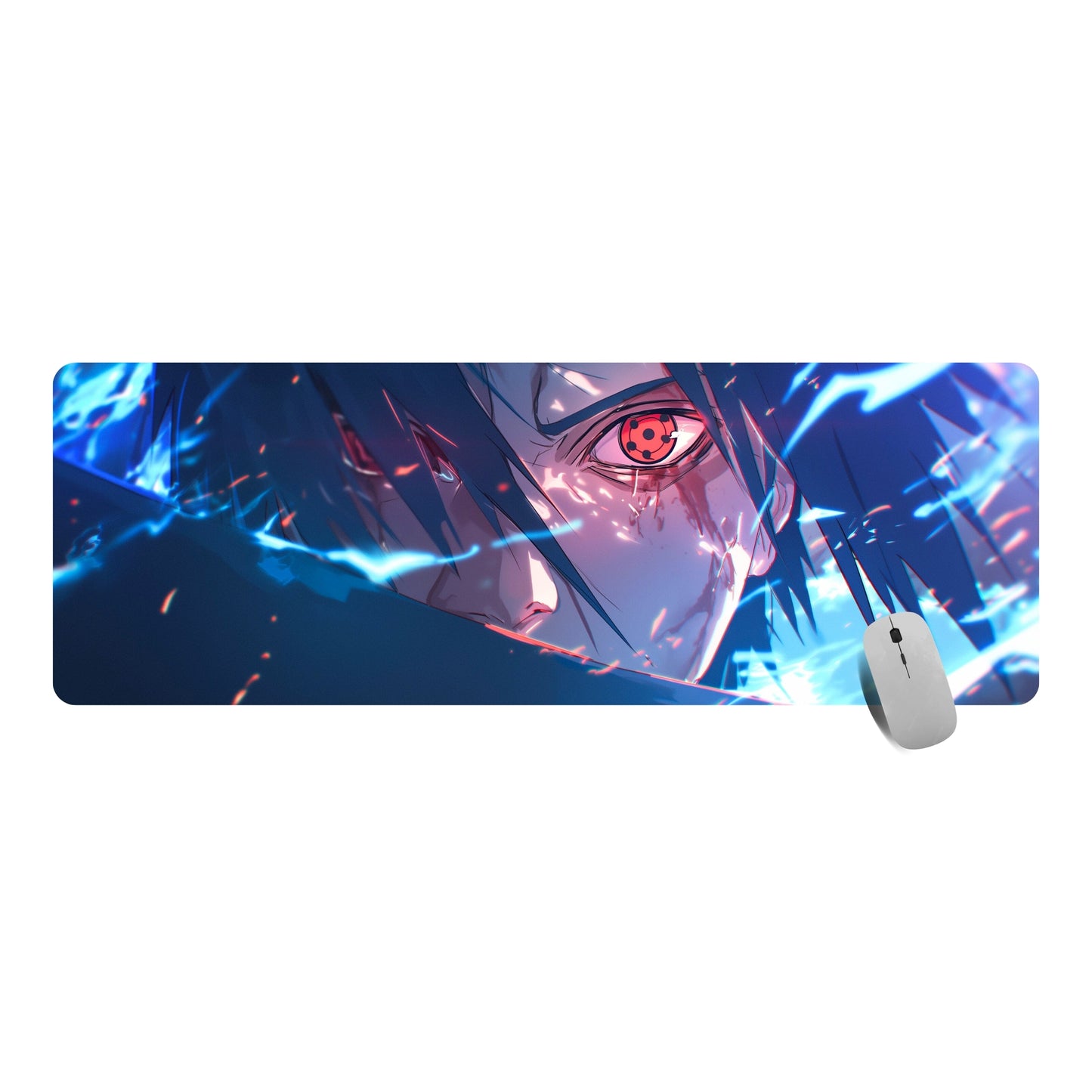 SASUKE UCHIHA SHARINGAN EYE DESK MAT (31 X 12 INCHES) - GAMING MOUSE PAD | RUBBER BASE DESK MAT