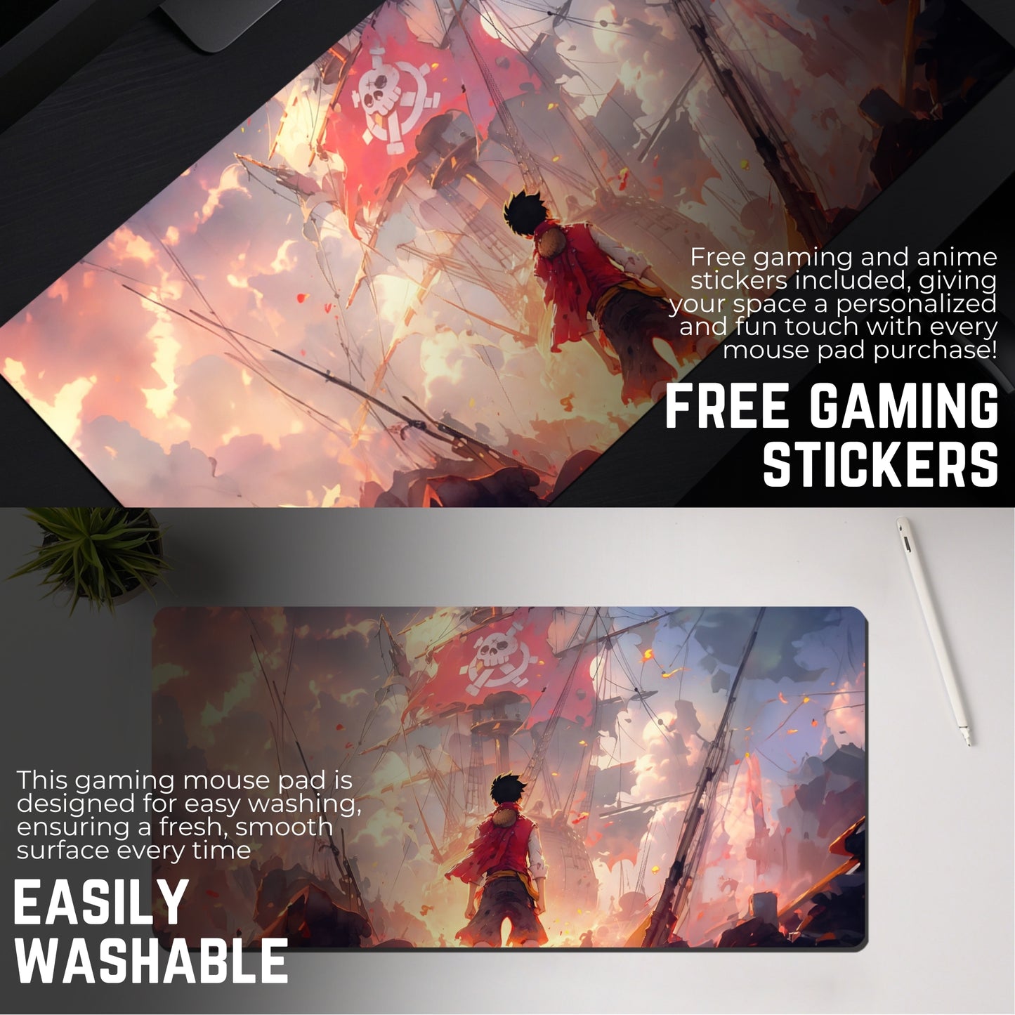 MONKEY D. LUFFY MOUSE PAD (23 X 11 INCHES) - GAMING MOUSE PAD | RUBBER BASE DESK MAT