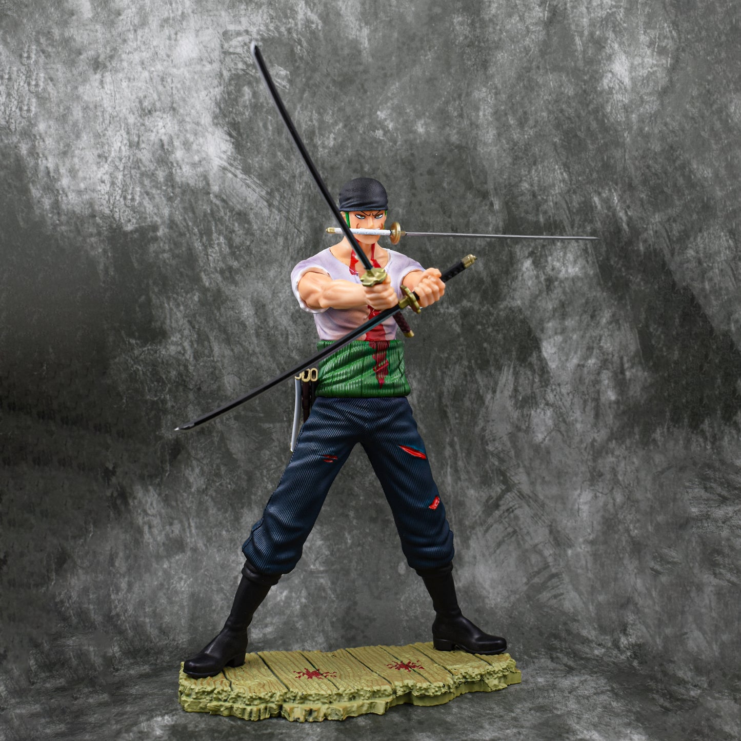 RORONOA ZORO THREE SWORD STYLE ICONIC ACTION FIGURE WIHT 2 REPLACEABLE HEADS (28 CM HEIGHT) - ONE PIECE