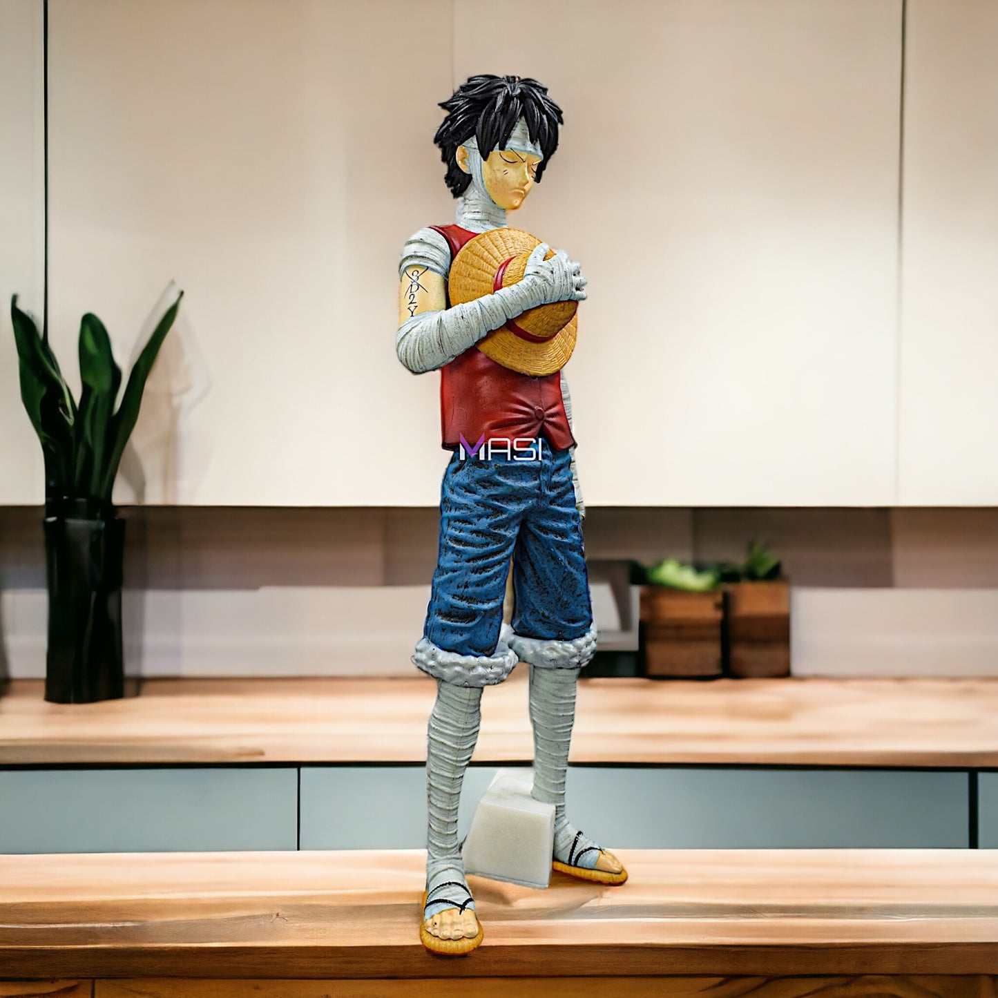 Monkey D. Luffy Holding Straw Hat Action Figure (28 Cm Height) - One Piece