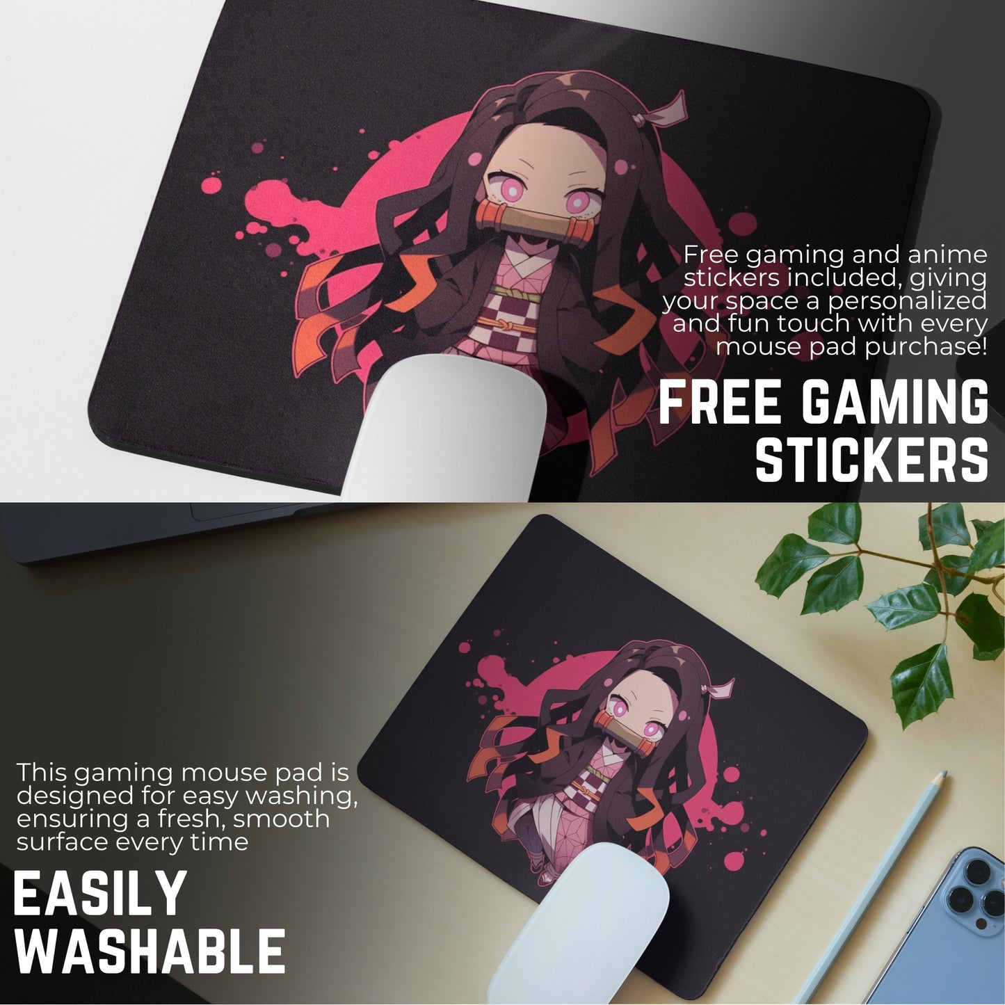 DEMON SLAYER - NEZUKO MOUSE PAD (9 X 7.5 INCHES) - GAMING AND OFFICE MOUSE PAD | RUBBER BASE MOUSE PAD