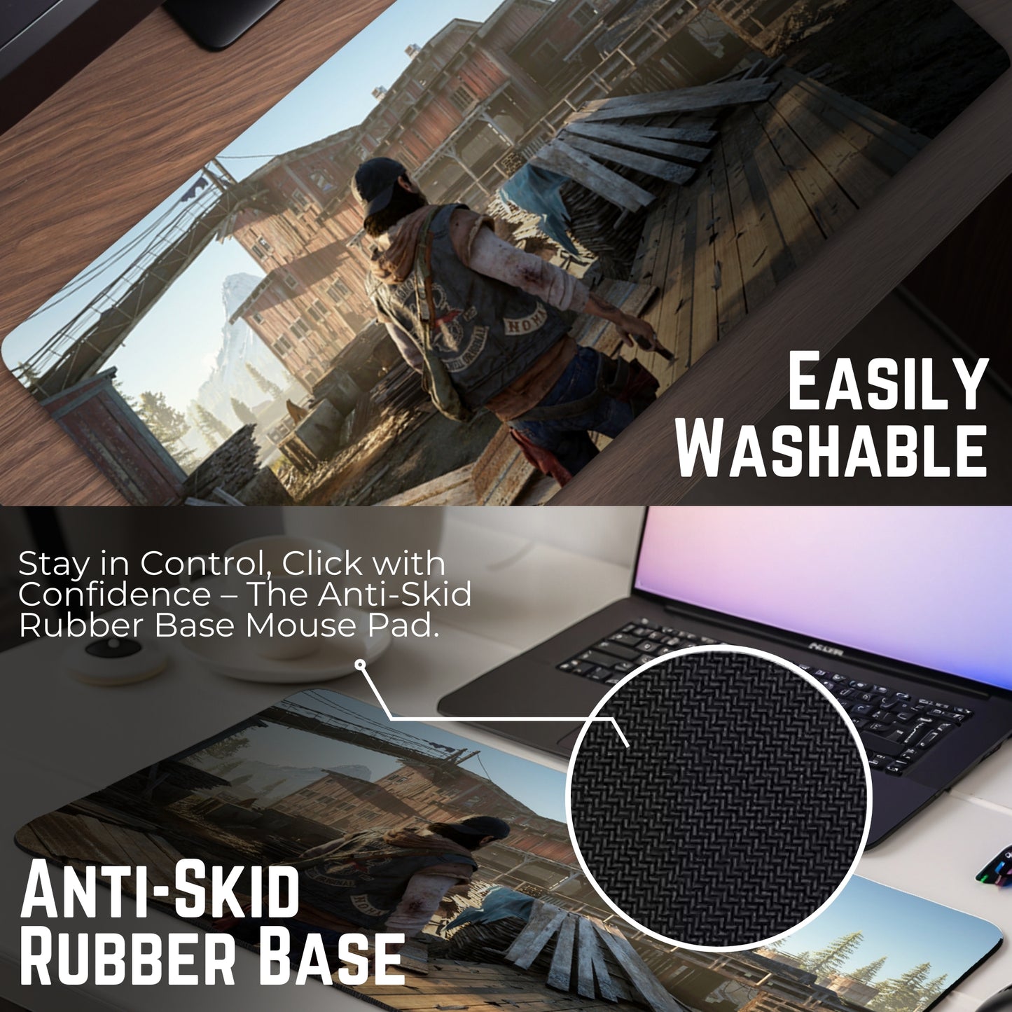 Days Gone Mouse Pad (23 X 11 Inches) - Gaming Mouse Pad | Rubber Base Desk Mat
