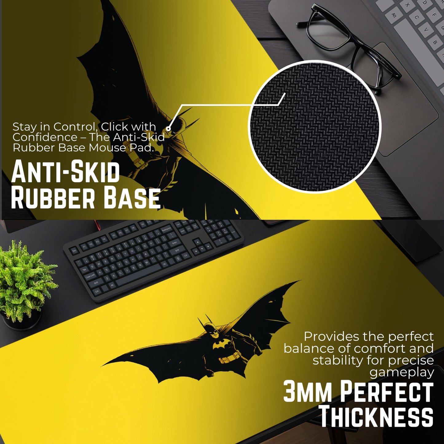 Batman Desk Mat (31 X 12 Inches) - Gaming Mouse Pad | Rubber Base Desk Mat