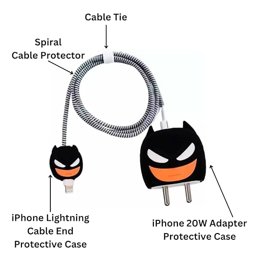 Black Batman Cute Iphone Charger Cover Protection Case (Silicone)