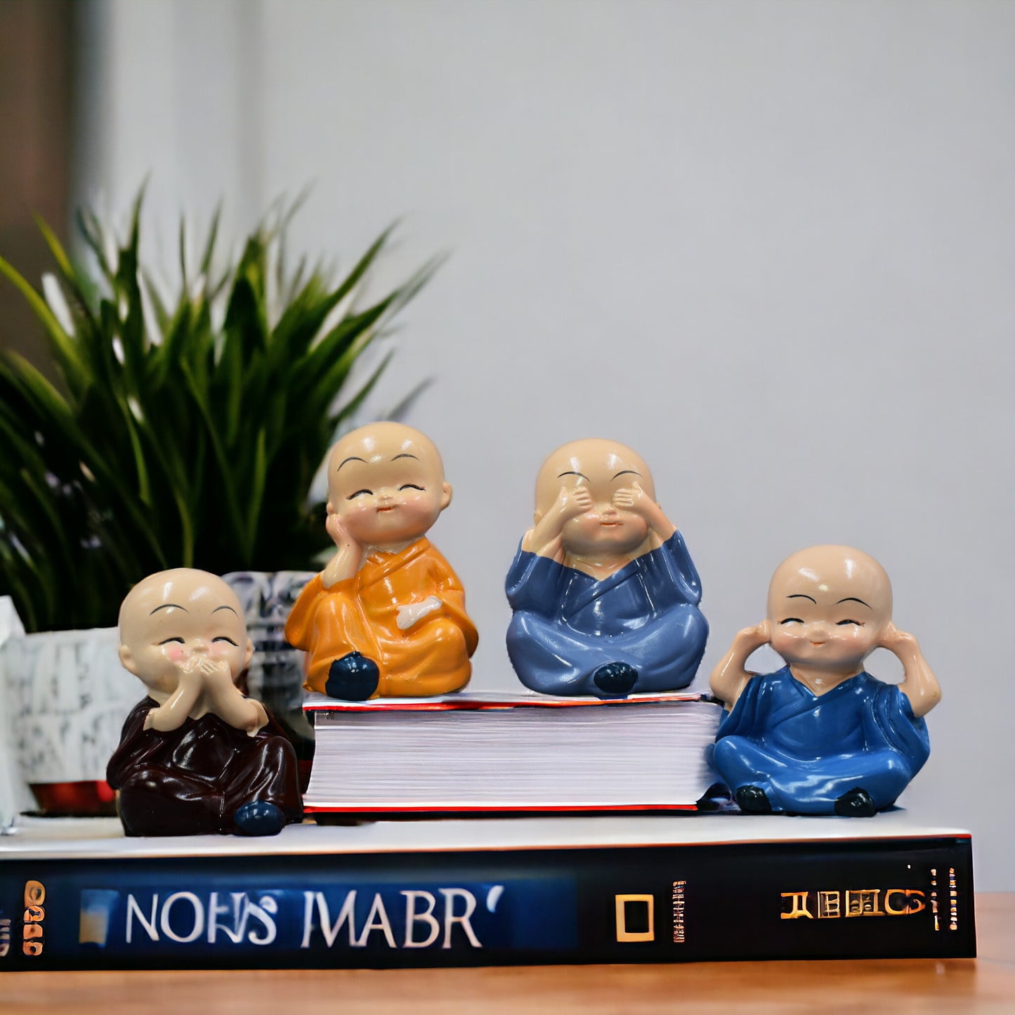 Sitting Monks Collection Pack Of 4 For Good Luck