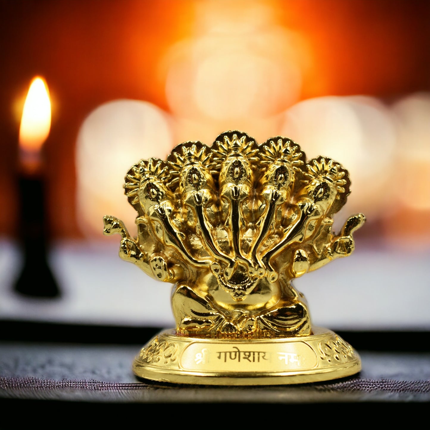 Panchmukhi Ganesh Ji Golden Metal Statue