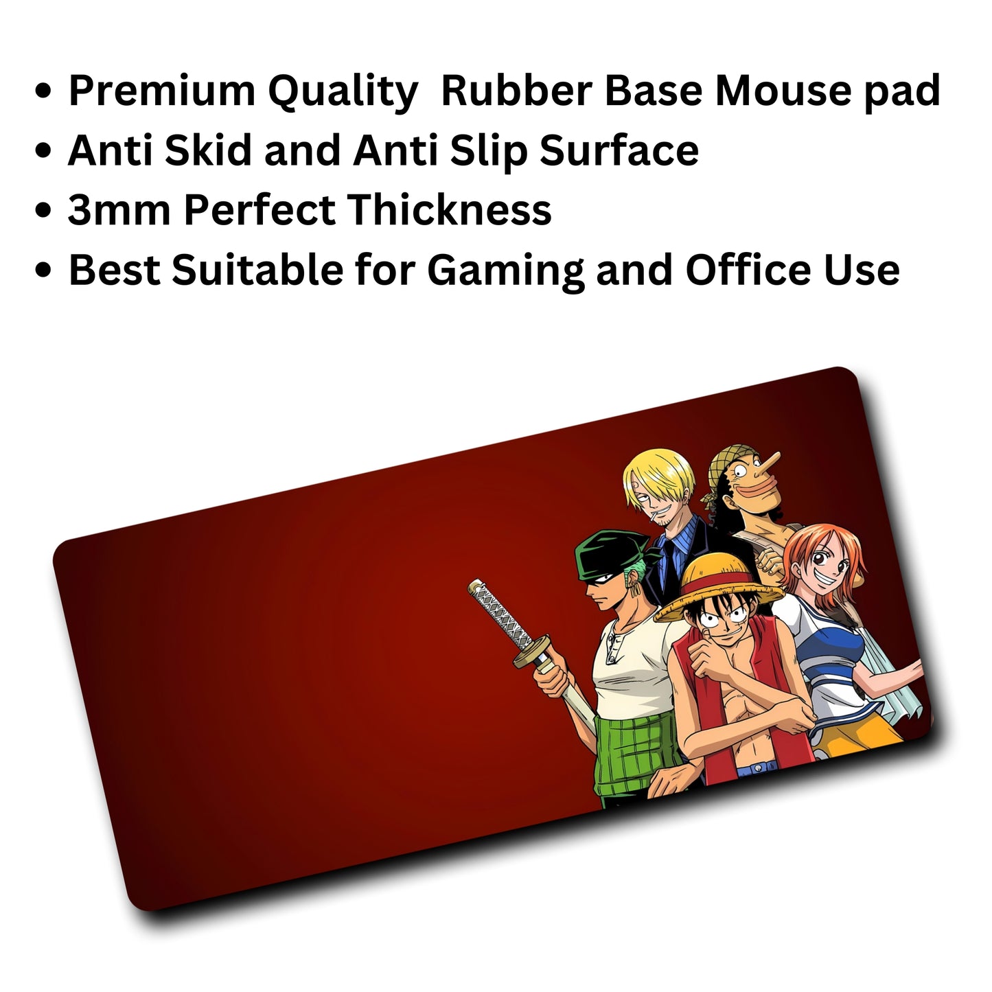 One Piece Luffy Crewmates Mouse Pad (23 X 11 Inches) - Gaming Mouse Pad