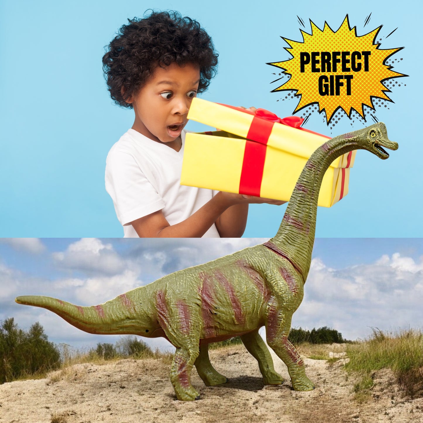 Dinosaur Action Figure - Realistic 10-Inch Brachiosaurus Toy