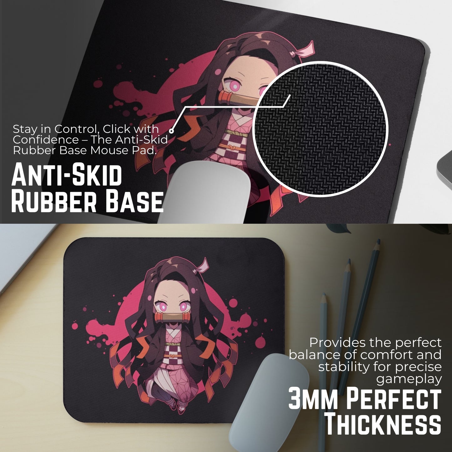 DEMON SLAYER - NEZUKO MOUSE PAD (9 X 7.5 INCHES) - GAMING AND OFFICE MOUSE PAD | RUBBER BASE MOUSE PAD