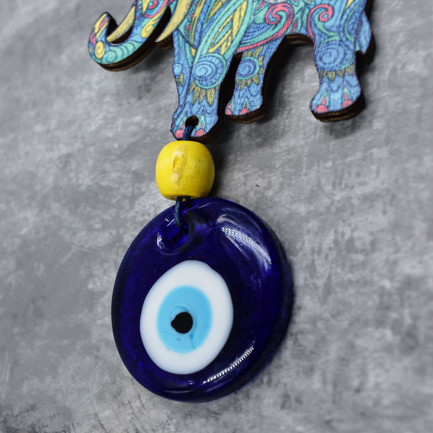 Evil Eye Turkish Hanging Accessories Home Kitchen Wall Decor Front Entrance Door Nazar Battu Good Luck Decorative Vastu Suraksha Drishti Bommai Showpiece Items (Elephant)