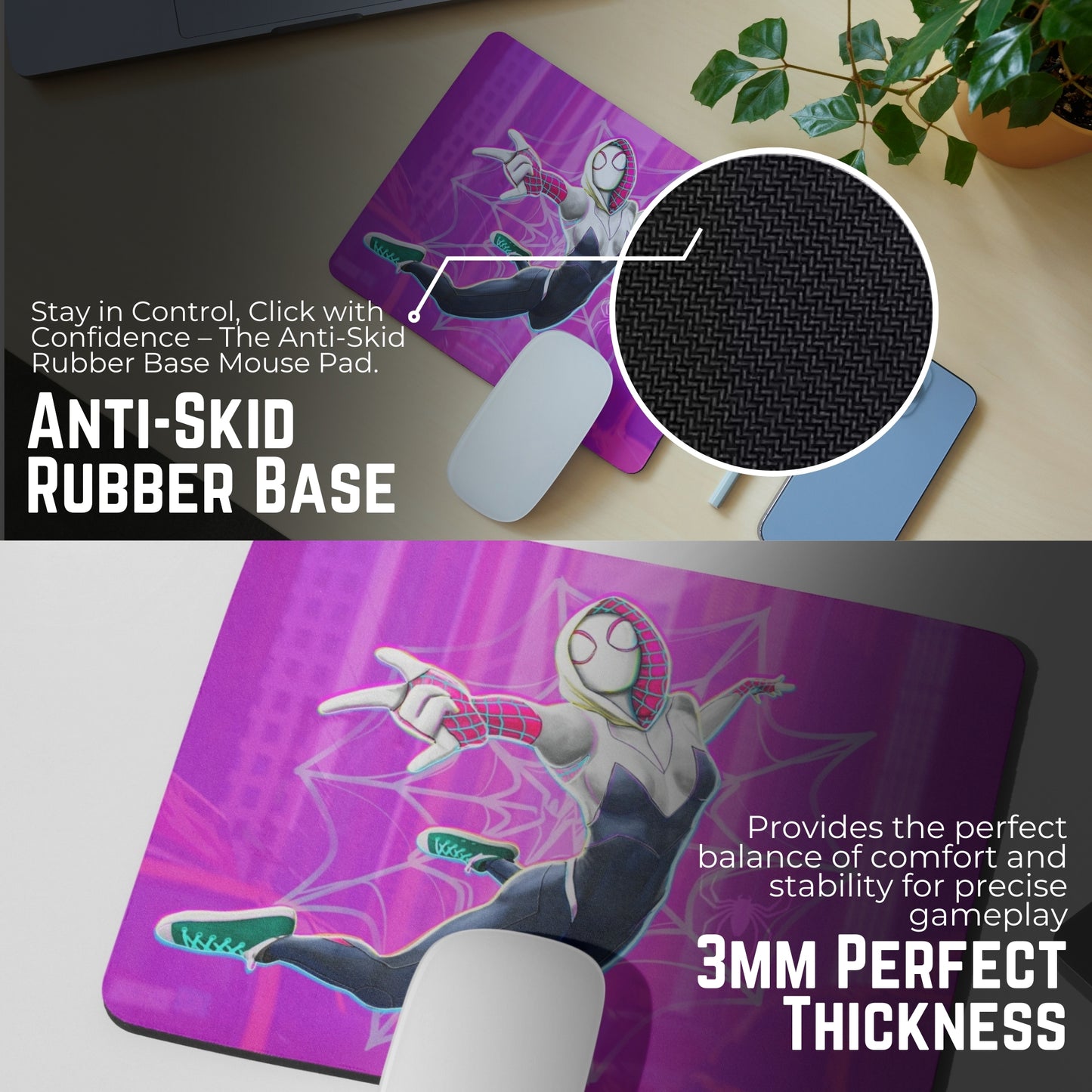 SPIDER WOMAN MOUSE PAD (9 X 7.5 INCHES) - GAMING AND OFFICE MOUSE PAD | RUBBER BASE MOUSE PAD