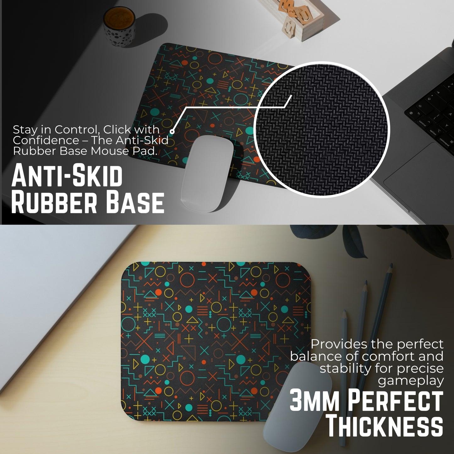 GAMING MOUSE PAD (9 X 7.5 INCHES) - GAMING AND OFFICE MOUSE PAD | RUBBER BASE MOUSE PAD