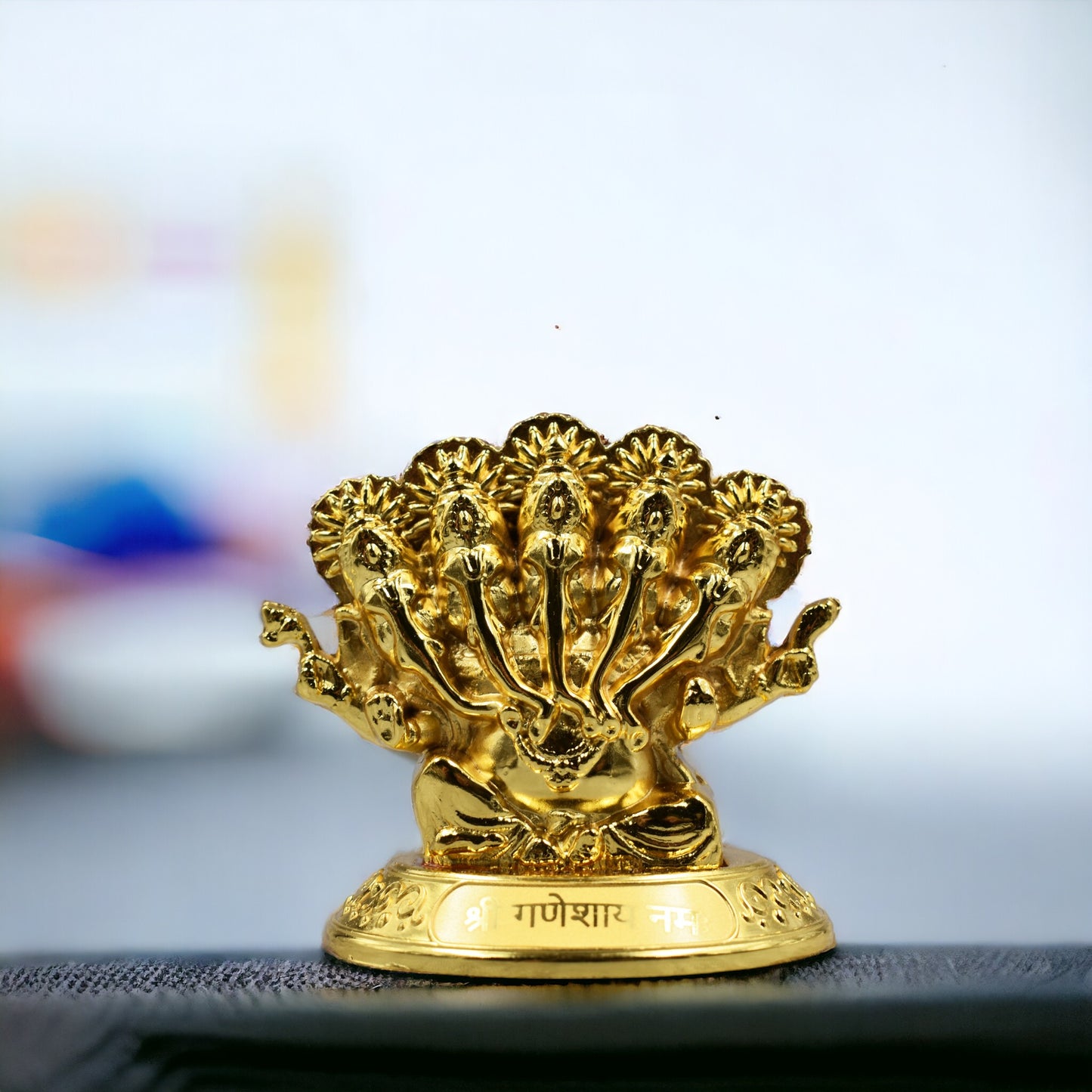 Panchmukhi Ganesh Ji Golden Metal Statue
