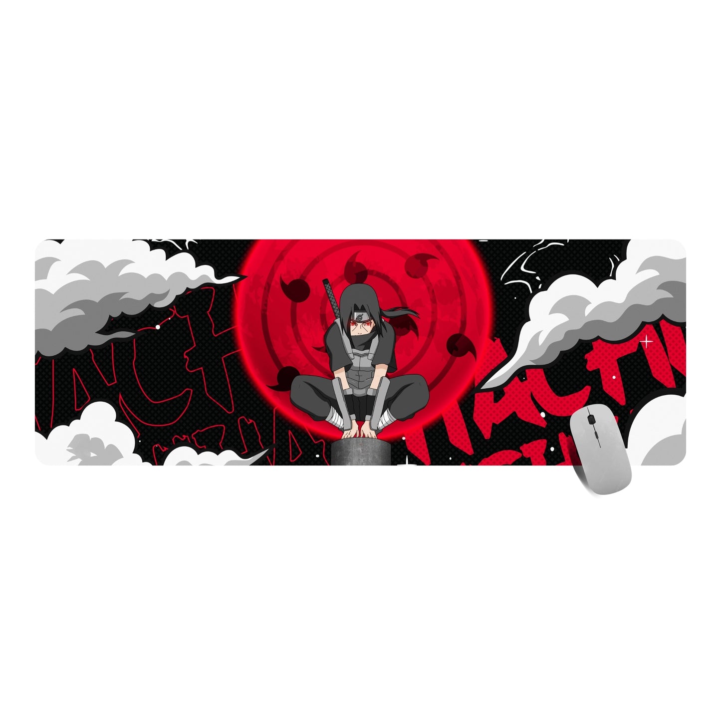 ITACHI UCHIHA PREMIUM EDITION DESK MAT (31 X 12 INCHES) - GAMING MOUSE PAD | RUBBER BASE DESK MAT