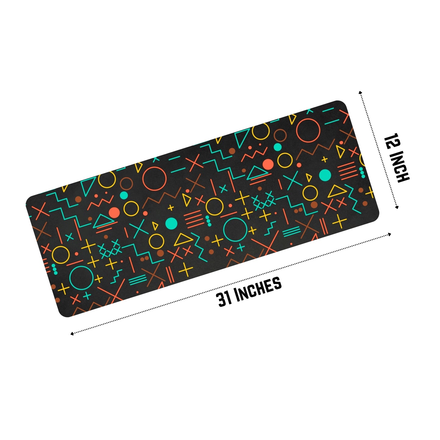 NEON GEOMETRY MOUSE PAD (31 X 12 INCHES) - GAMING MOUSE PAD | RUBBER BASE DESK MAT