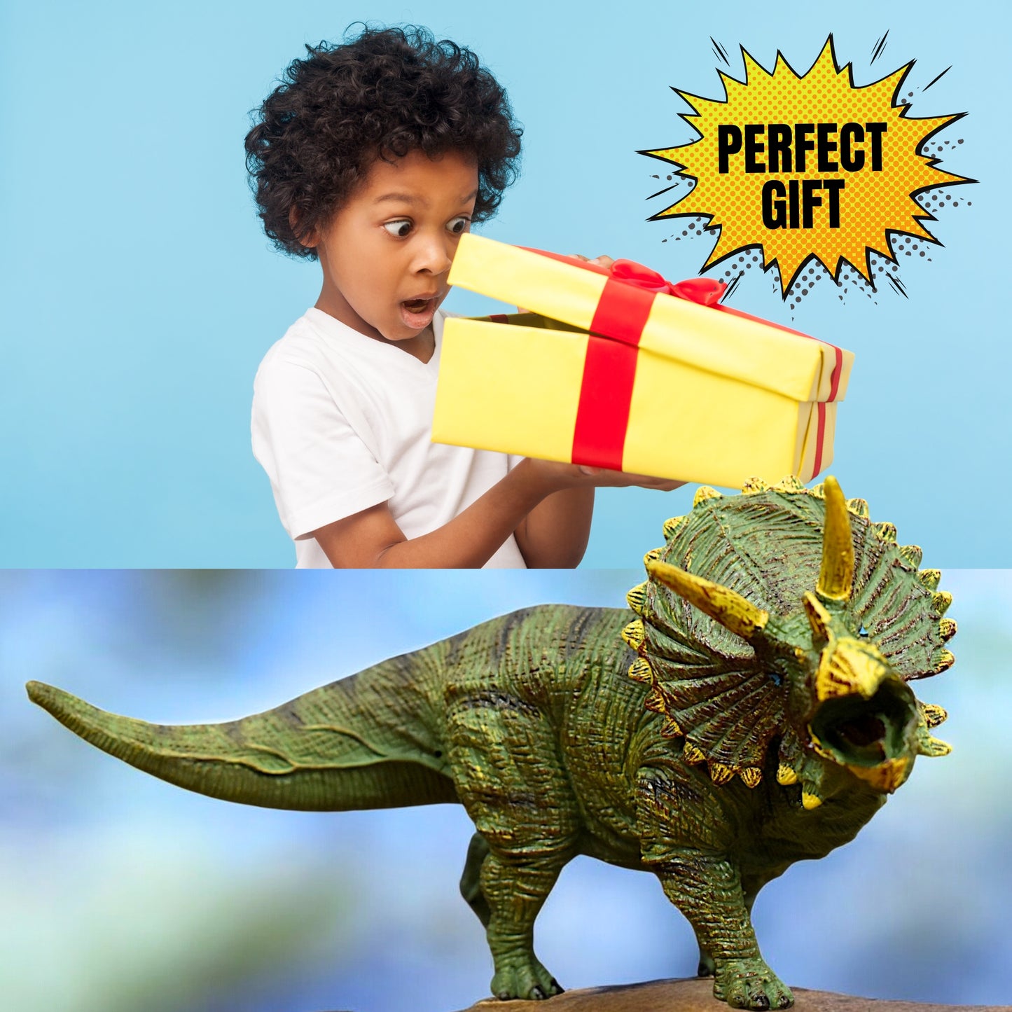 Dinosaur Action Figure - Realistic 10-Inch Triceratops Horridus Toy