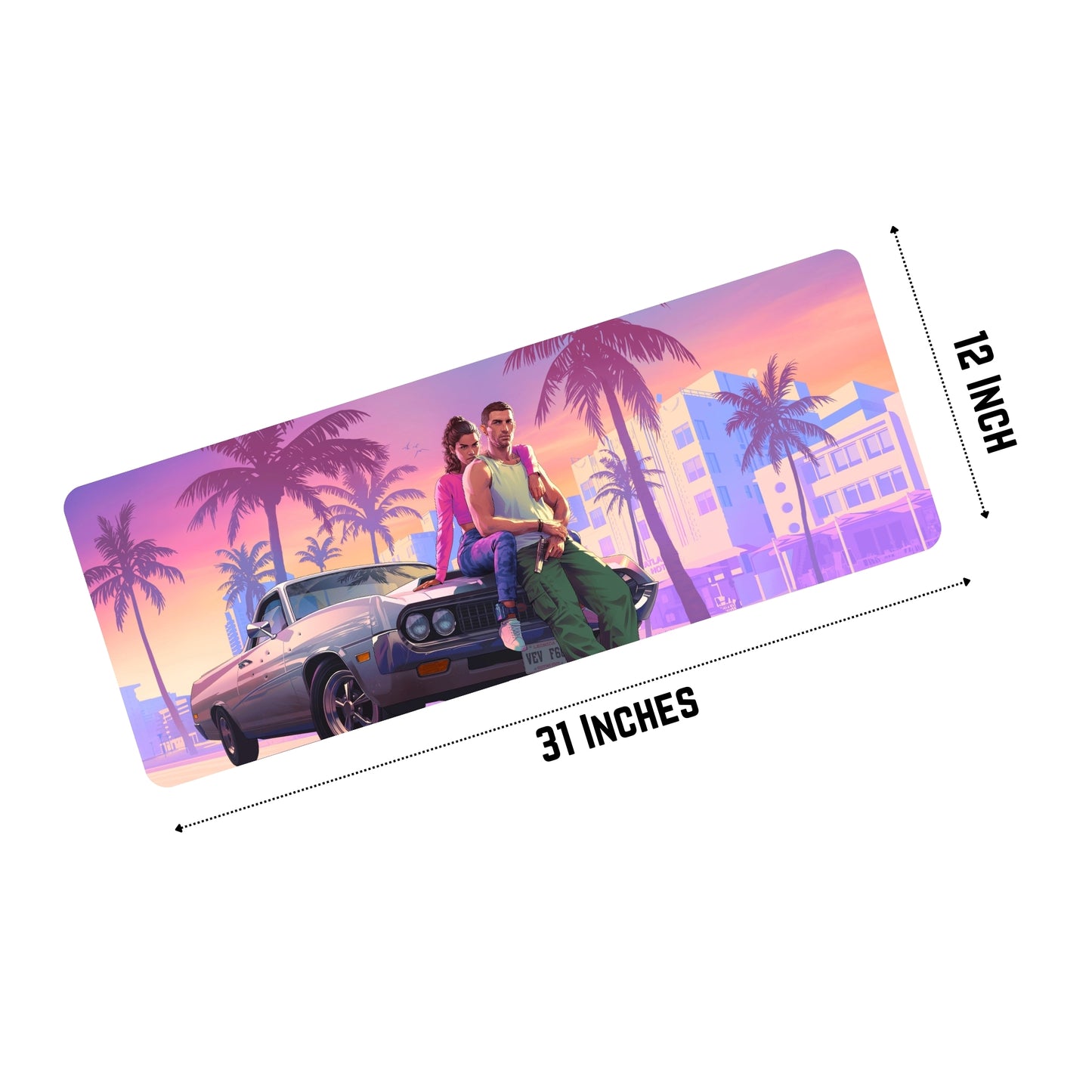 GTA VI MOUSE PAD (31 X 12 INCHES) - GAMING MOUSE PAD | RUBBER BASE DESK MAT