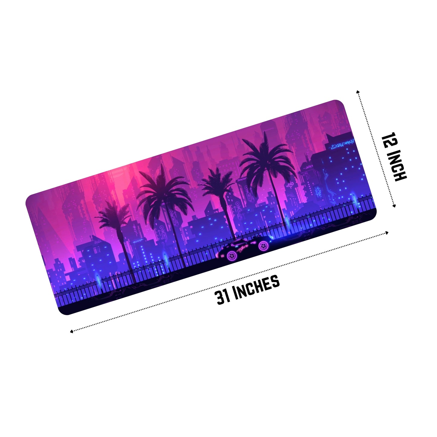 CYBERPUNK CITY MOUSE PAD (31 X 12 INCHES) - GAMING MOUSE PAD | RUBBER BASE DESK MAT